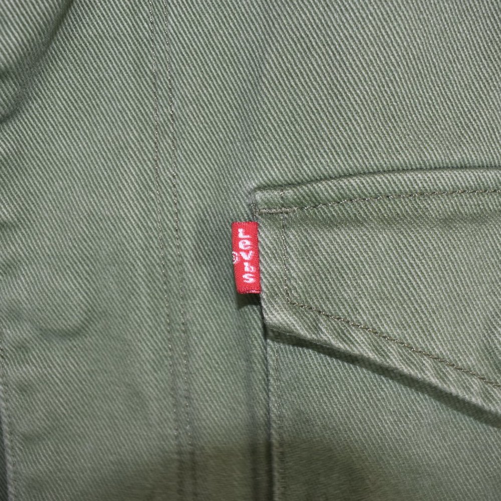 Levi's Medium Military Field Jacket Hidden Hood Army Green Parka - Picture 5 of 12